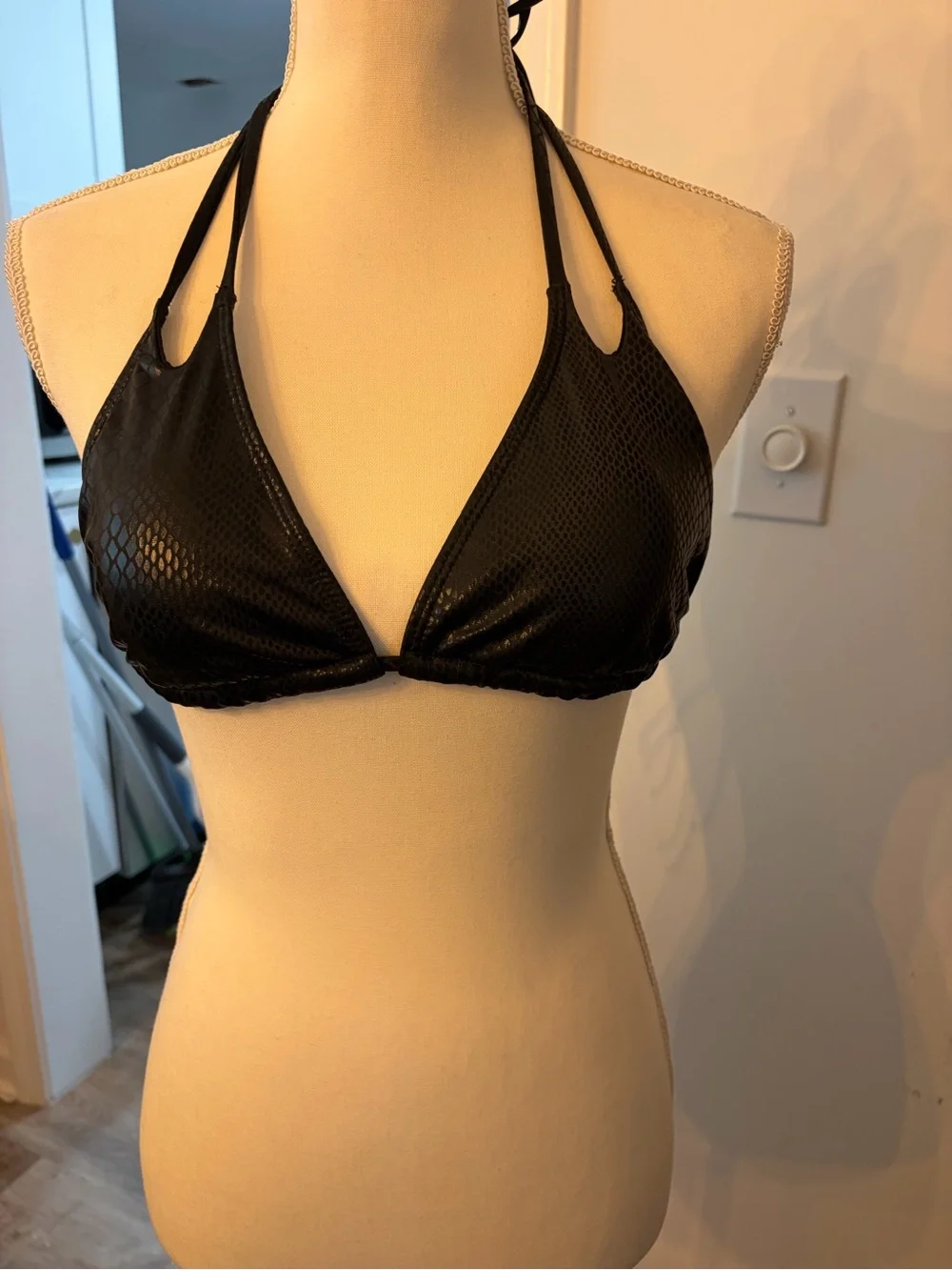 Black Women's Swim Triangle Halter Top
